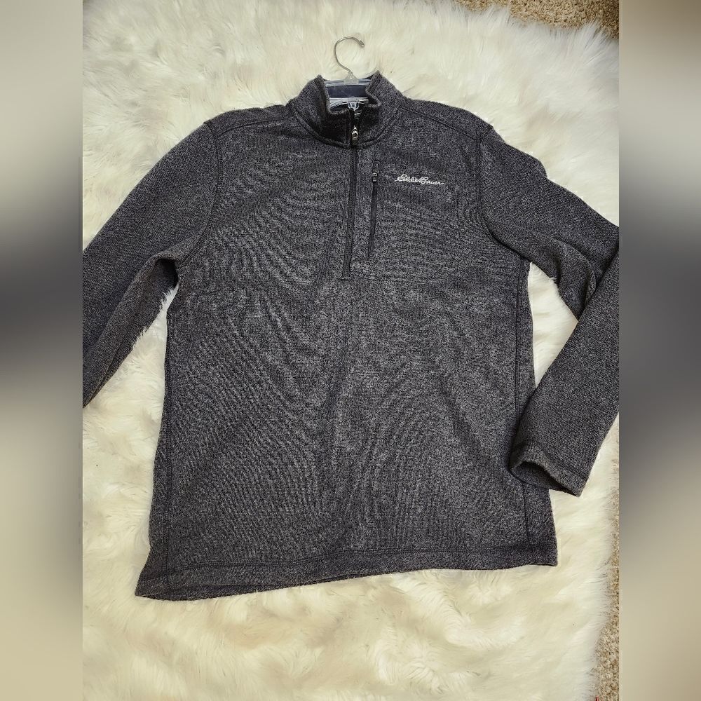 Eddie Bauer‎ gray 1/4 zip mens pullover sweatshirt sz M